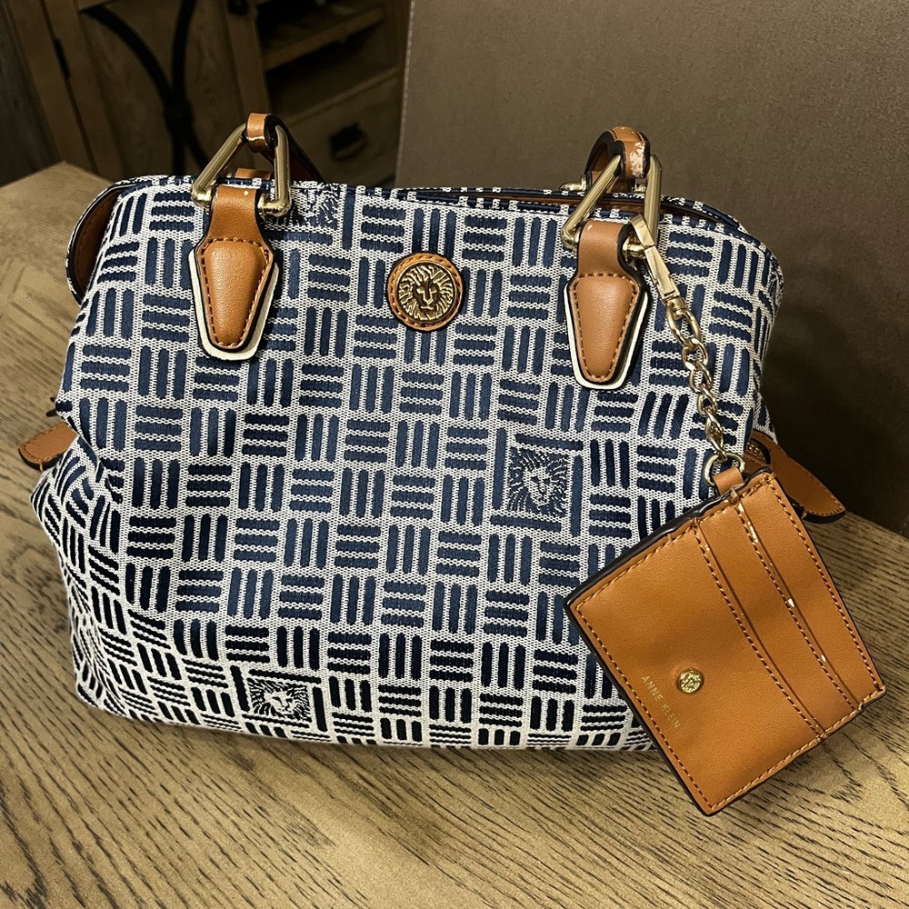 Anne Klein Geometric Logo Tote Bag with Cardholder